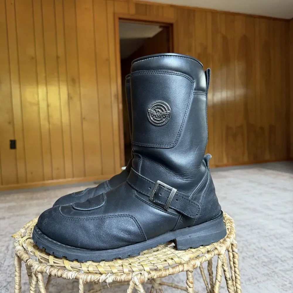 Milwaukee Leather Men's Black Leather Motorcycle Boots Size 12